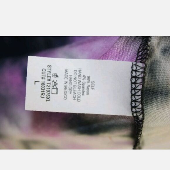 WHITE BIRCH PURPLE BLACK WHITE TIE DYE CRISS CROSS TANK SIZE LARGE NWOT - Picture 7 of 8